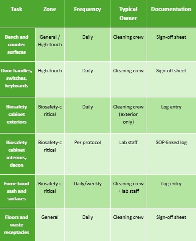 Cleaning Checklist