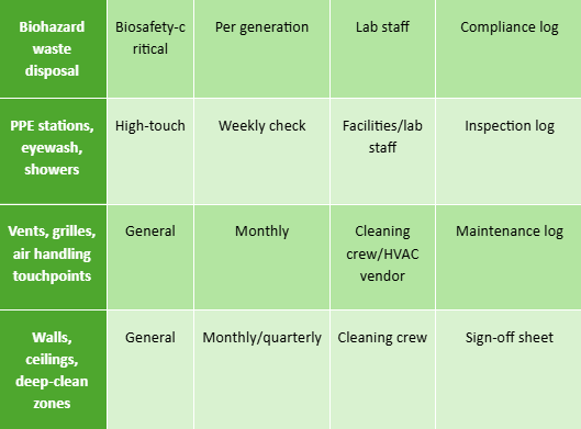 Cleaning Checklist
